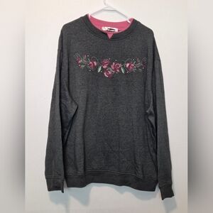 Feathers Dark Gray Floral Women's Sweater